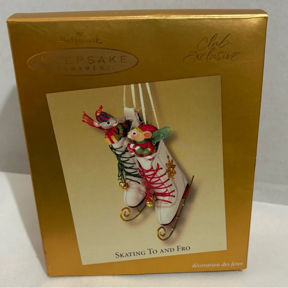 HALLMARK 2003 Keepsake Ornament Club Exclusive Christmas Skating To And Fro Mice